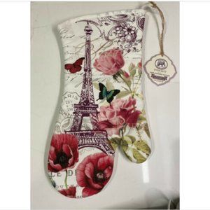 Michel Design Works Oven Mitt Toujours Paris Poppies, Roses, Butterflies #AOM290